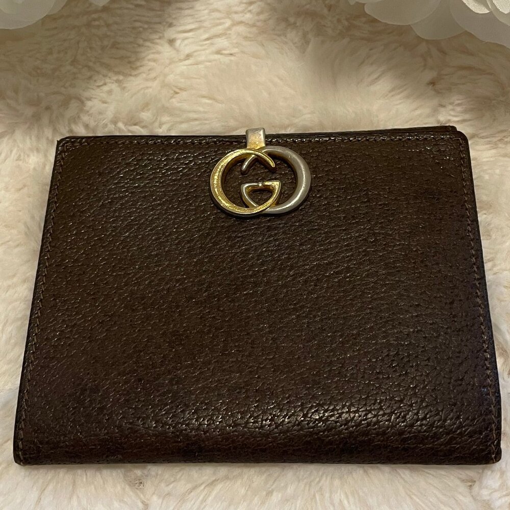 Vintage Gucci Brown Leather Bifold Wallet EUC